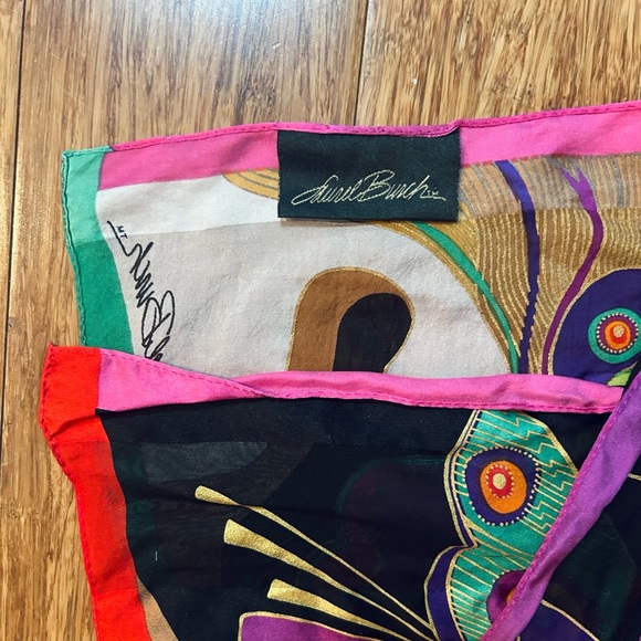 Vintage Laurel Burch 100% Silk Scarf Multicolor Butterfly Long Designer Wrap - Picture 9 of 16